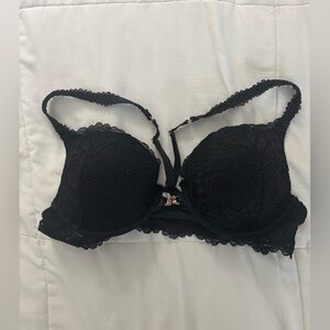 Savage X Fenty Black Lace Trim Push-up Bra